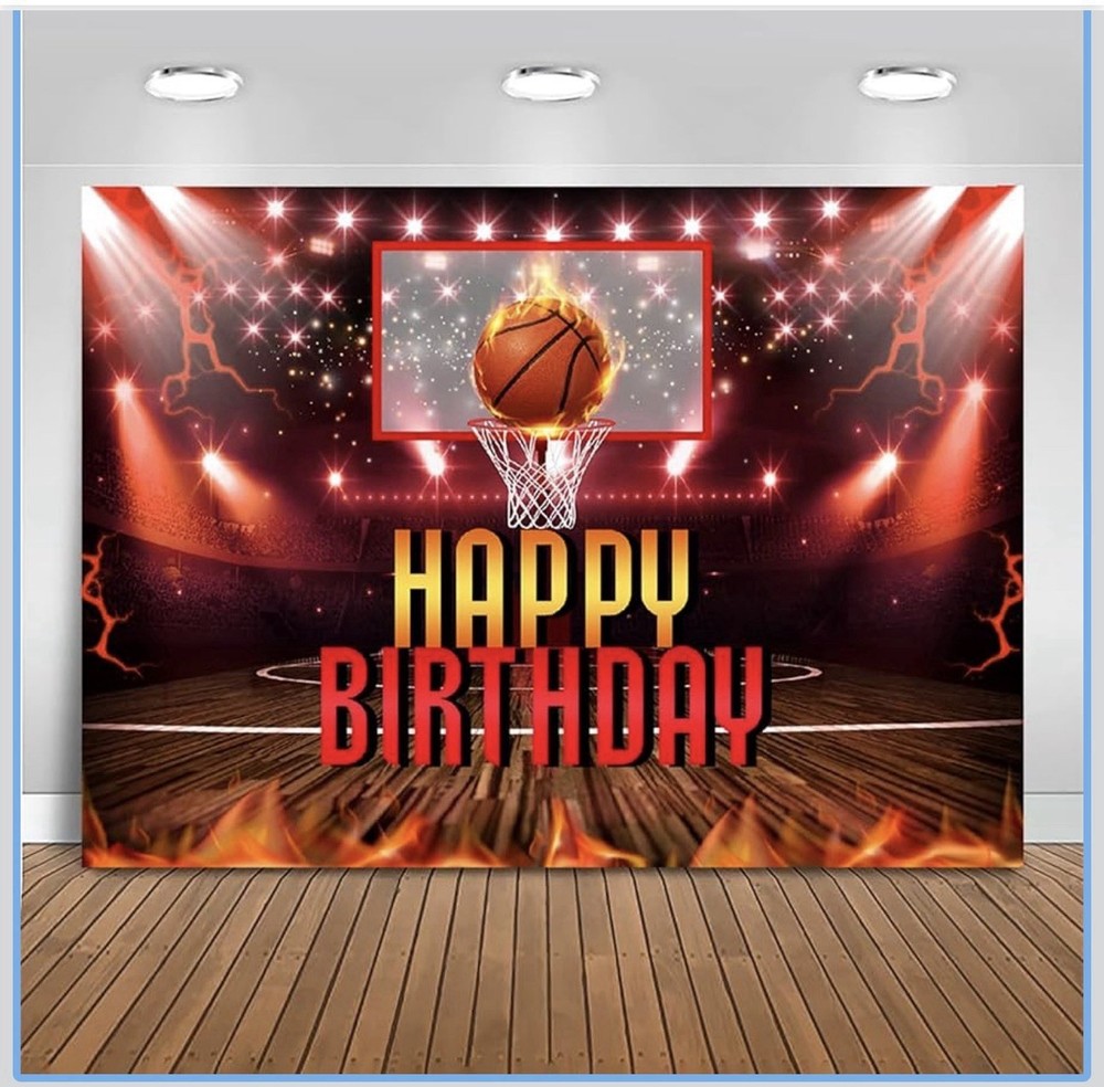 Basketball Happy Birthday Backdrop.Sport Theme Birthday Party Decoration 5×7 Ft.