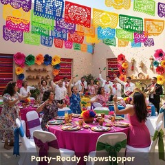 18 Pcs 22FT Mexican Banner Large Plastic Papel Picado Banner Fiesta Party Decor