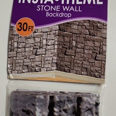 Beistle Instatheme Stone Wall Backdrop 30 ft Gray Plastic Halloween 00911
