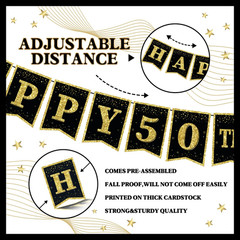Happy 50Th Birthday Banner – Pre-Strung Birthday Party Decorations for 50Th Birt