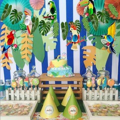Tropical Birds Honeycomb Paper Cutouts Hawaiian Luau Party Decorations Parrot…