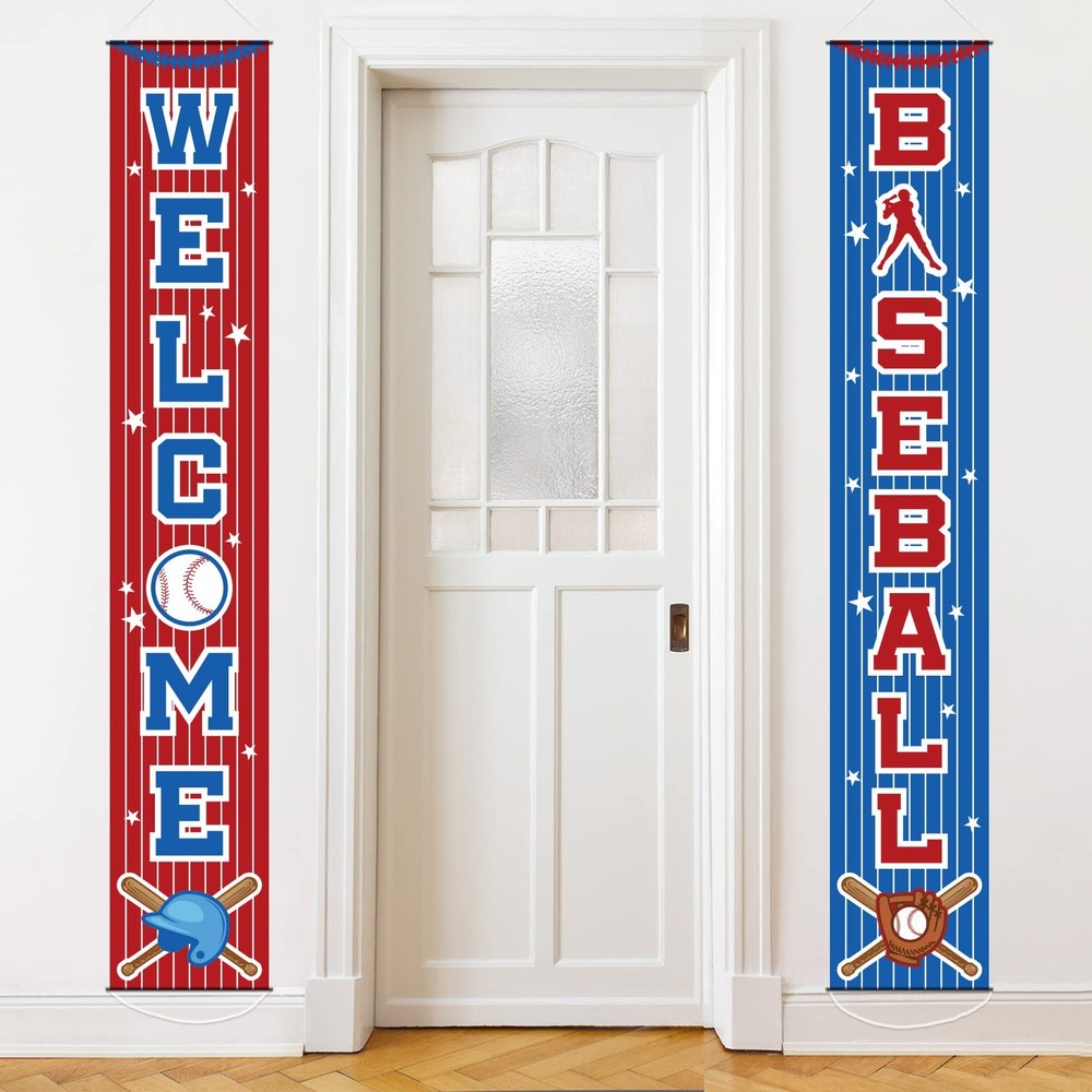 Baseball Party Decorations Baseball Themed Porch Sign Welcome Door Hanging Ba…