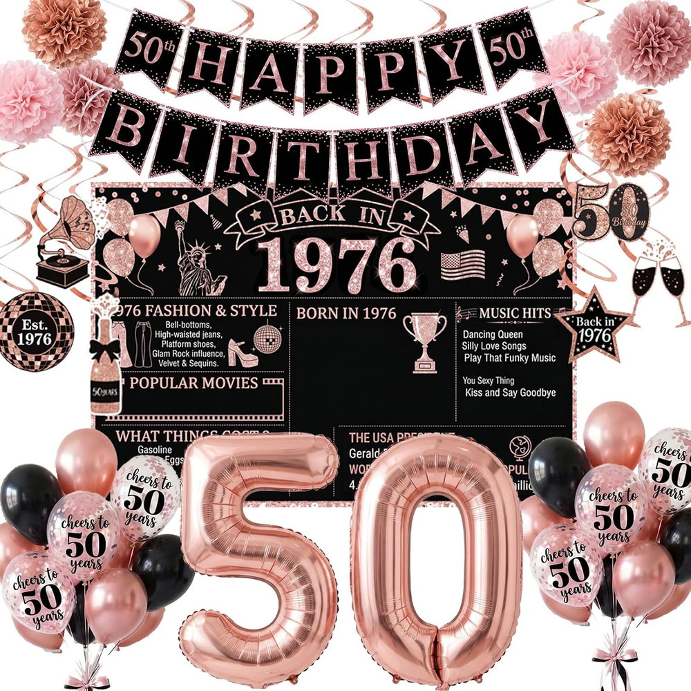 50Th Birthday Decorations for Women, Back in 1976 Party Supplies | Celebrate a 5