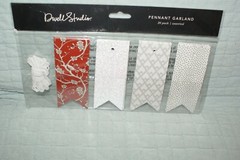 Dwell Studio Pennant Garland Red Silver Glittery Card Stock NEW Fast Shipping