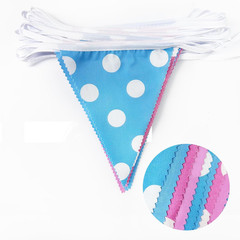 32Ft Gender Reveal Party Decorations Pink and Blue Circle Dot Pennant Triangle B