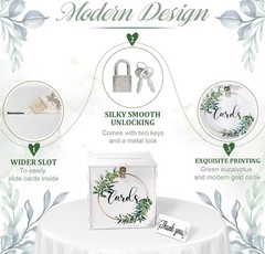 OurWarm Wedding Shower Reception PVC Gift Card Money Box with Slot, Lock & Key
