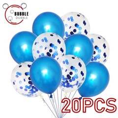 Bulk Lot Blue 12″ Confetti Balloons 20PCS Metallic Latex Decor Birthday Wedding