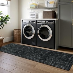 LEEVAN 2.6×8 Black Distressed Runners for 2.5’x8′, Ancient