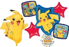 Party Supplies 7pc Pikachu Foil Balloon Bouquet Decorations