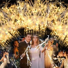 30 Pack LED Light Up Ribbon Wands Wedding Bell Party Favors