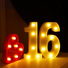 Decorative Led Light Up Numbers, 16th Birthday Decorations White