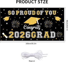66×34″ 2026 Graduation Backdrop Banner Congrats Grad Class of 2026 Party Decor
