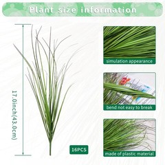 LUZOGA 16 Bundles Artificial Grass Plants Outdoor 16Pcs, Red-tipped Green