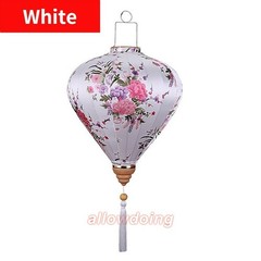 12 Inch Floral Pattern Oval Satin Silk Lanterns Hanging Chinese Retro Decor Cute