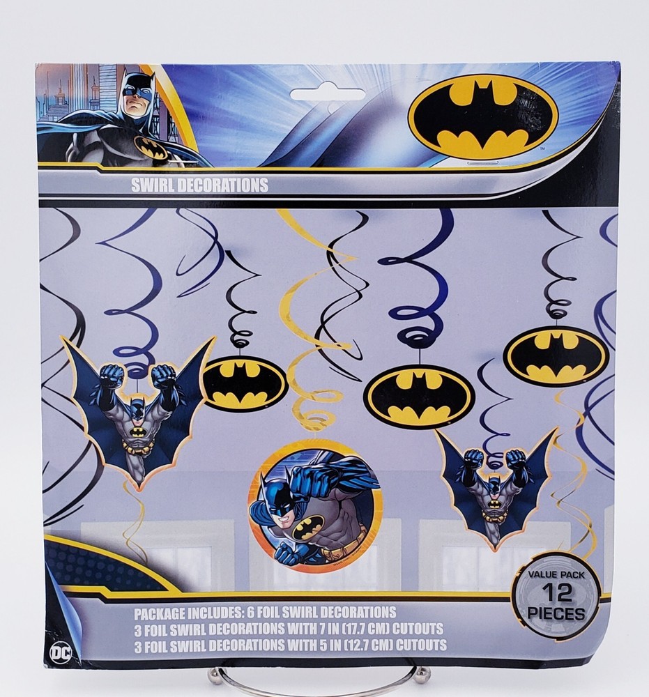 BATMAN DC COMICS Swirl Decorations 12 Pcs Value Pack Birthday Party Spiral New