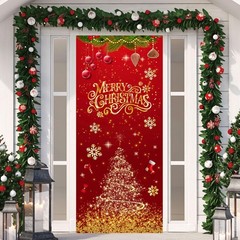 Merry Christmas Decorations Snowflakes Tree Candy Door Cover Banner 29.5×71″