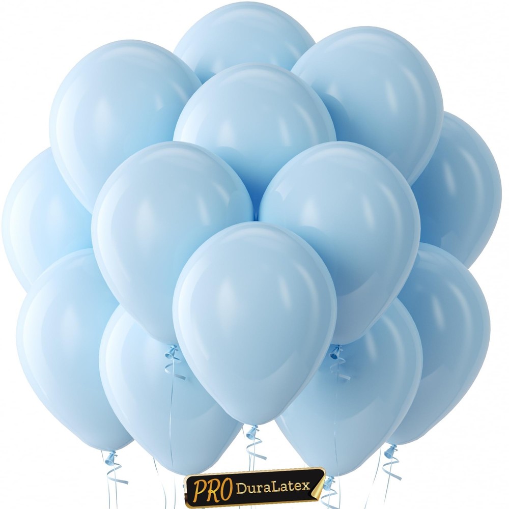 Pro Duralatex Pastel Blue Balloons – 100 Pack 12 inch Extra-Thick Light Blue …