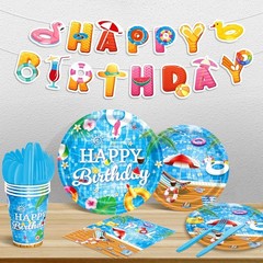 Pool Party Decorations, Summer Beach Pool Themed Birthday Party Supplies with…