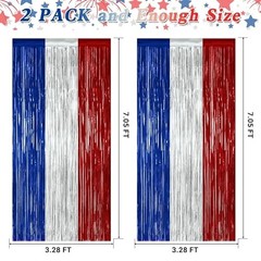 2 Pack 4th of July Decorations, 3.28 FT x 7.05 FT 250 2 PCS Blue Silver Red
