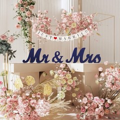 Wedding Decorations Set Large Blue Mr And Mrs Sign Just Married Banner Wooden Le
