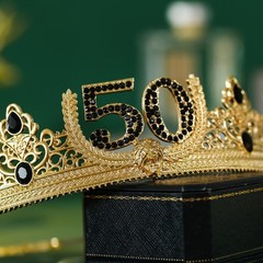 TITIKADI Gold Crown and Sash Size: 2 inche，Sash size： 35.4inch,
