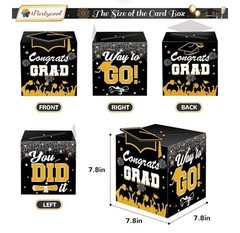 8” Graduation Card Box Graduation Decorations – Congrats Grad Foldable C…