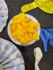 Baby Shower Decorations – 3×6 Banner, Ceiling Hangers, Balloons, Rubber Duckies