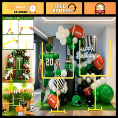 Football Party Decorations – 2 Pcs Soccer Goal Centerpieces, Game Day Decor, 47″
