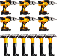 12 Pcs Hammer Drill Balloons Set,18 Inch Construction Foil Balloons,Construction