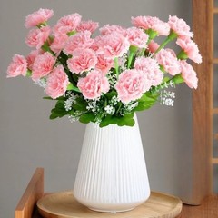 10 Head Carnation Bouquet Artificial Silk Flowers for Desk Shelf Decor