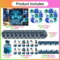 Avatar Party Supplies Party Decorations Set Plates Balloons Banner Tablecloth