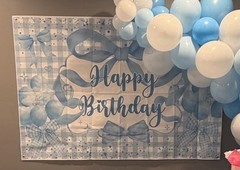 Blue Bow Birthday *Backdrop Only*