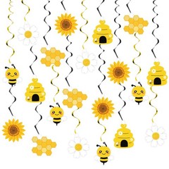 Bee Themed Party Decor, Hanging Foil Streamers, 20Pcs, Yellow