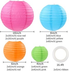16 Pcs Colorful Paper Lanterns, Multi-Color Chinese or Japanese Hanging Paper…