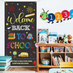 Back To School Banner Welcome Back To School Door Cover Backdrop Polyester Hangi