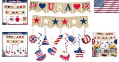 250th Anniversary Decorations: Patriotic Hanging Swirls & Banner Set for 4th …