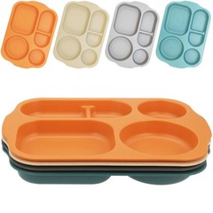 MKYHBOO Divided Plates Set, Wheat Straw Portion 12in, Rectangular-Set of 4 S