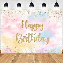 Rainbow Birthday Backdrop for Girls Colorful Pastel Clouds Happy 5x3ft