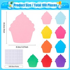 180 Pcs Colorful Cupcakes Paper Cutouts Glue Points Birthday Classroom Decor