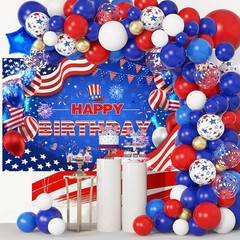 Red White and Blue Birthday Decorations Extra Large 4th of July Banner for Indep