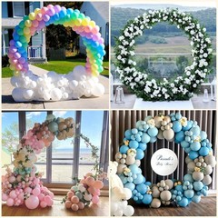 Fikowo Round Arch Backdrop Stand Kit – 7.2ft Large Golden Metal Circle Balloon A