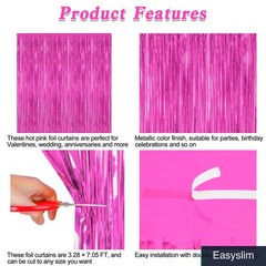 Rose Red Foil Curtain Streamer 2 Pack Party Backdrop Valentine’s