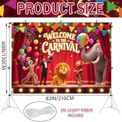 Welcome to the Carnival Banner – Large 82×60 Inch with 7x5FT Carnival Backdrop