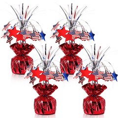 4 Pcs 4th of July Table Decorations, Patriotic Metallic Foil Spray Star Cente…