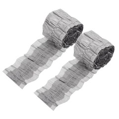 2Pcs Crepe Paper Streamers, 9.84ft Streamer Decoration Paper Silver