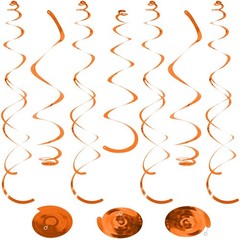24 PCS Orange Hanging Swirl, Sparkle Ceiling Decorations, Plastic Streamer Pa…
