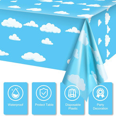 Tatuo 8 Pieces Blue Sky White Clouds Birthday Party Supplies Cartoon Story Table