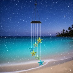 Colorful Solar Starfish Wind Chimes with Waterproof Design for Outdoor Garden