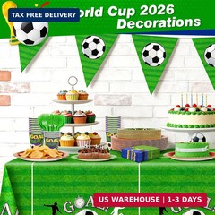251PCS Soccer Party Decorations Serve 50 World Cup 2026 Soccer Ball Birthday Pla