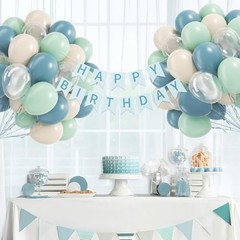 60pcs Under the Sea Balloons 12inch, Blue and Green Balloons Blue White Green